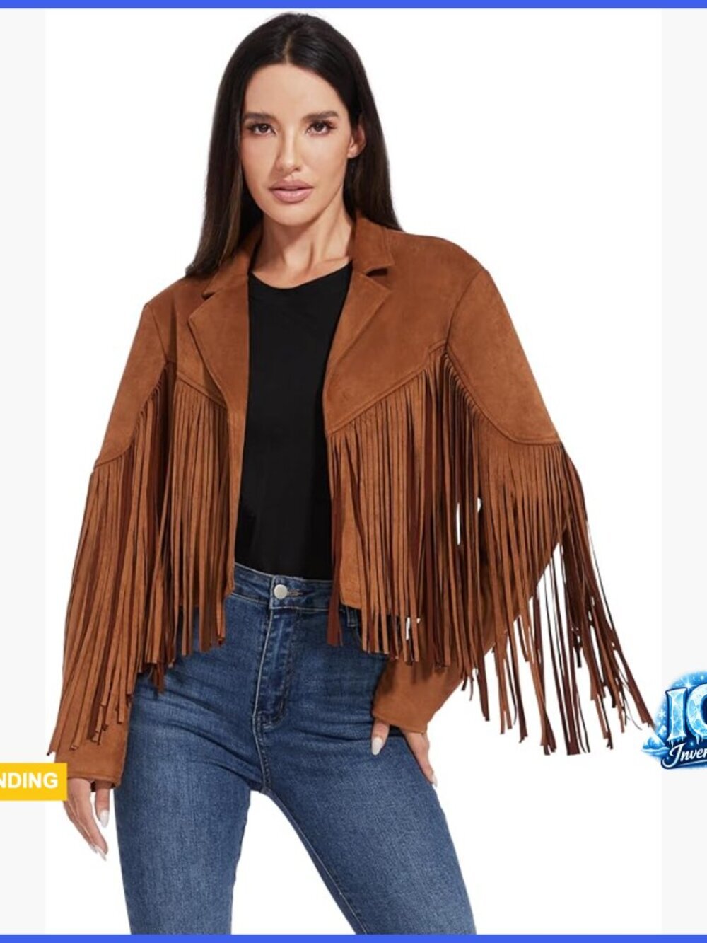 Fringe Faux Suede Leather Jacket Women Western Cowgirl Cropped Coat